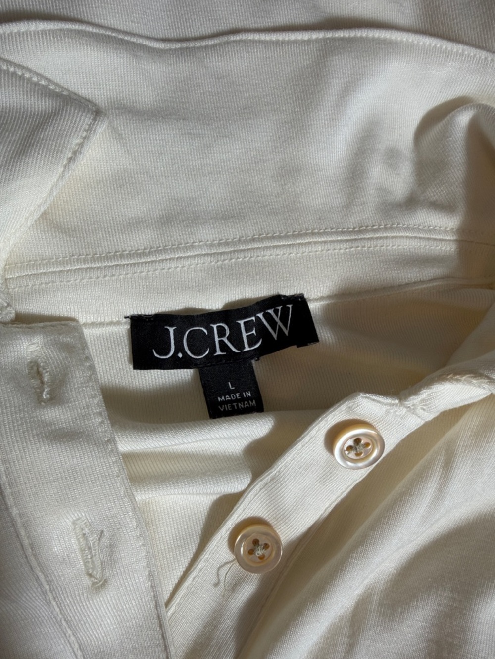 Classic Cream Long-Sleeve Polo Top - Picture 5 of 6